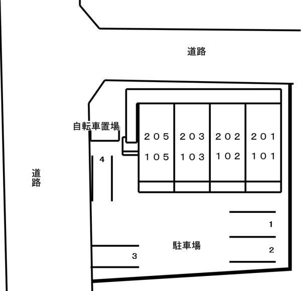 ヴィラジュ・フォンⅡの区画図|駐車場完備です