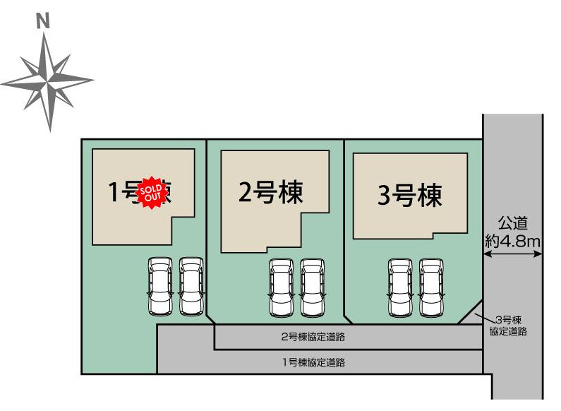 高崎市下佐野町（全３棟）3号棟の区画図