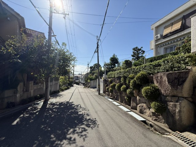 豊中市永楽荘三丁目戸建の前面道路含む現地写真|前面道路は桜並木！公道幅員６～８ｍ！