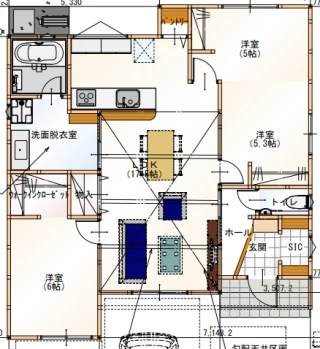 高松市仏生山町　Ｄ号地モデルハウスの間取り