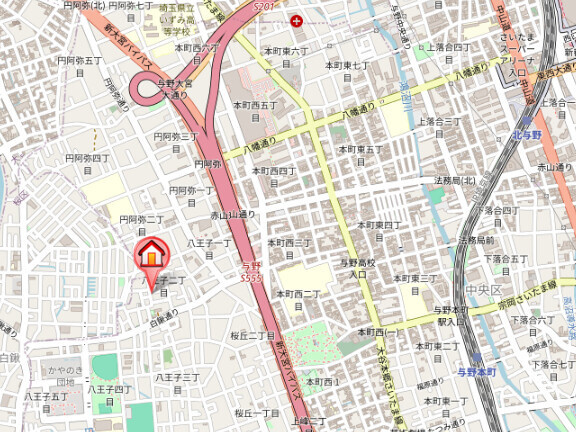 さいたま市中央区八王子２丁目のアパートの地図