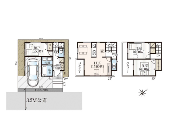 【間取り】 | 和光市中央１丁目　中古一戸建住宅　（朝霞店） | 2025年8月リフォーム完了の2LDK+S！
採光が確保された2階リビングはプライバシー保護もバッチリ◎