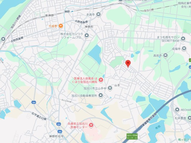 加古川市山手2丁目　土地の地図