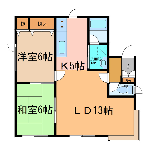 西24南3上下二戸借家Aの間取り