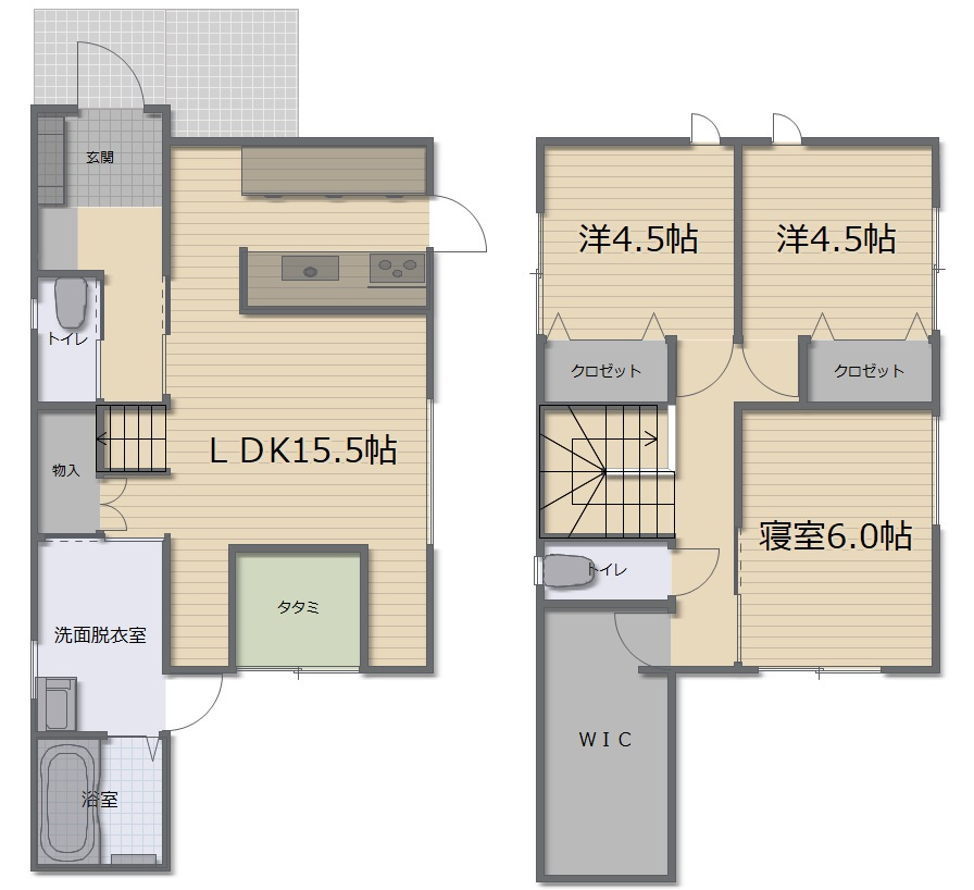 香美市土佐山田町旭町　中古戸建　【未入居物件】　モデルハウスの間取り