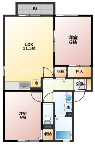 ロイヤルガーデン永田 A棟の間取り