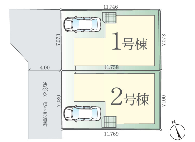 新築／志木市柏町2期　全2棟の区画図|カースペースございます