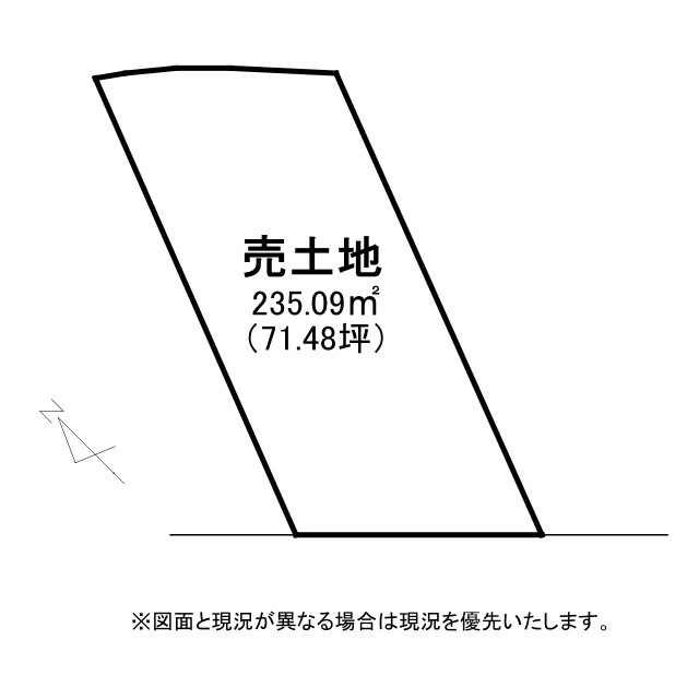 野洲市三上1号地　建築条件無し売土地の土地図