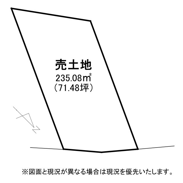 野洲市三上2号地　建築条件無し売土地の土地図