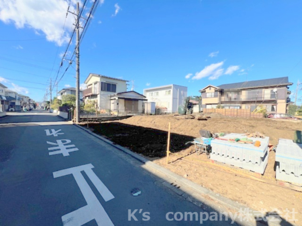 茅ヶ崎市高田4丁目　建築条件なし　売地　4号地の前面道路含む現地写真|前面道路の様子です◇