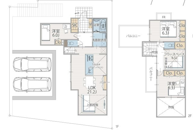 戸塚区柏尾町　条件付き売地の土地図＋建物プラン例