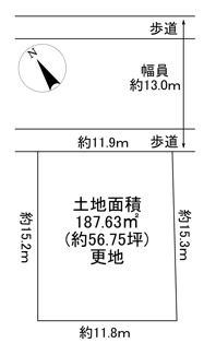 【土地図】 | 川西市萩原台西2丁目2　建築条件無土地
