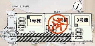 【区画図】 | 西郷村米中山前新築一戸建て3棟