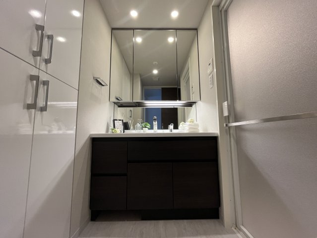 アーリアレジデンス南町田の独立洗面台|三面鏡付き洗面台