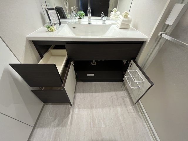 アーリアレジデンス南町田の収納|洗面台の下にも物が入りますよ。