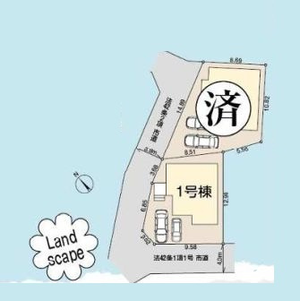 仲介手数料無料　リーブルガーデン所沢市北野・新築全２棟の区画図