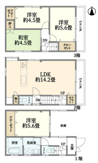 【間取り】 | 東大阪市西鴻池町1丁目 | 「4LDK＋車庫」リフォーム済みです☆