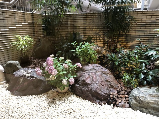 朝日白山マンションの庭