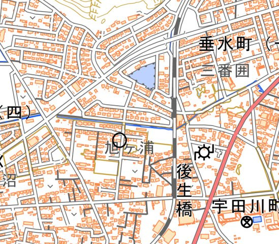 石巻市渡波旭ケ浦 1棟アパートの地図
