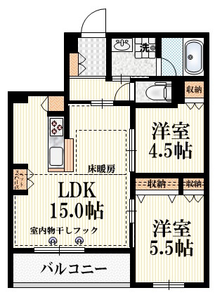エルズプラス高円寺南の間取り|収納豊富な２ＬＤＫ