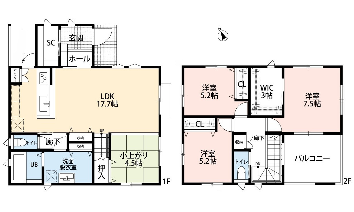 廿日市市阿品台2丁目　新築一戸建ての間取り