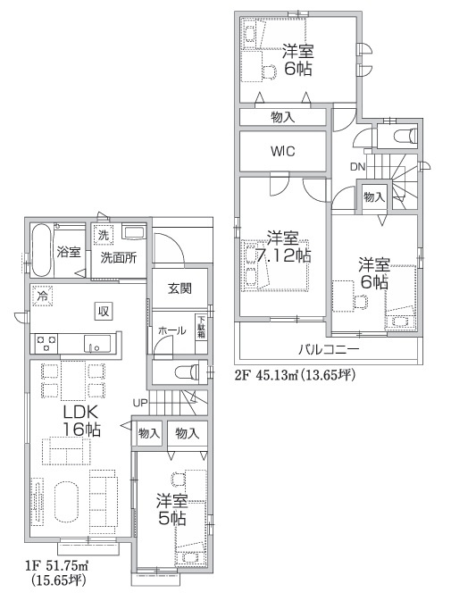 ハートフルタウン入間小谷田２２期　全３棟の区画図