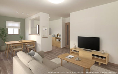 【完成予想図】 | 【LDK　イメージパース】
※画像は設計図面を基に作成したイメージです。