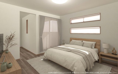 【完成予想図】 | 【主寝室　イメージパース】
※画像は設計図面を基に作成したイメージです。