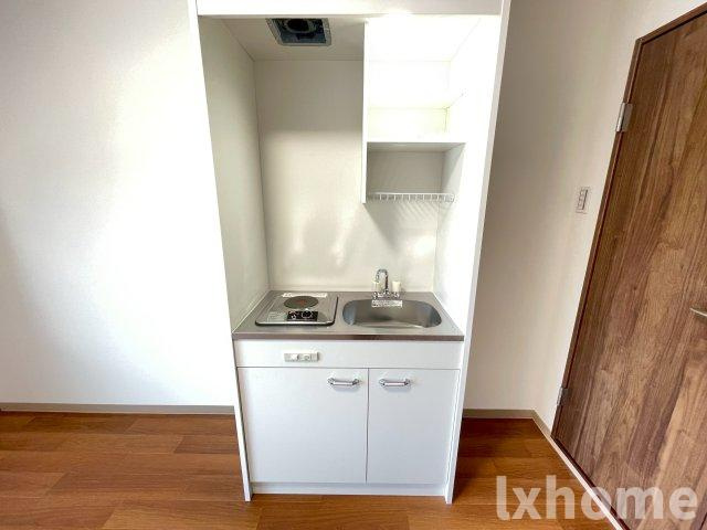 ハートマンションのキッチン|コンパクトなキッチンで掃除もラクラク