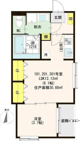 ハーモニーテラス浜口西Ⅱの間取り
