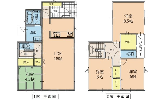 広島市西区己斐東2丁目　新築一戸建ての間取り