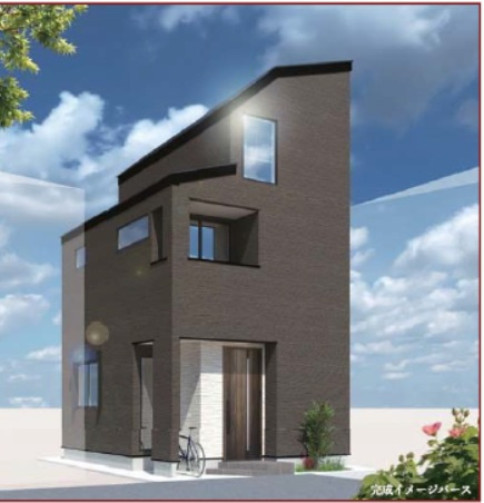 世田谷区上祖師谷　建築条件付売地の外観パース|参考プランによる外観パース