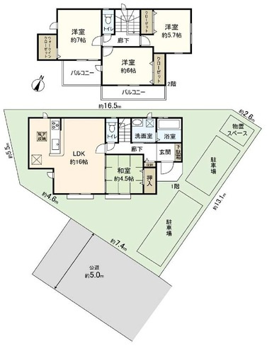 平塚市長持　戸建の間取り
