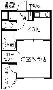 アルファポレールの間取り|1Kタイプのお部屋