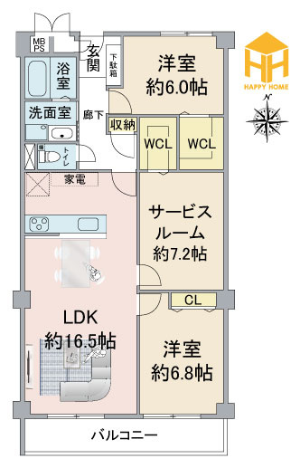 香枦園スカイハイツの間取り|※現況と図面が異なる場合現況を優先いたします。