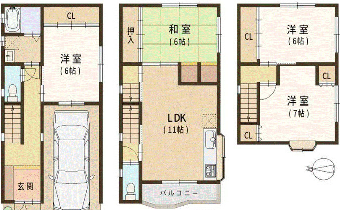 八尾市宮町1丁目中古一戸建の間取り