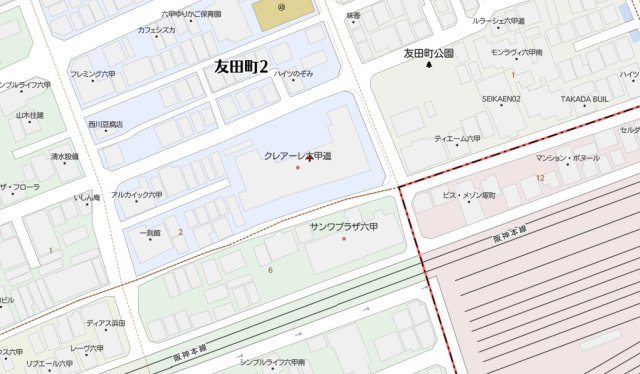 クレアーレ六甲道の地図