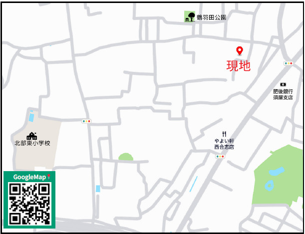 いいいね売地北区鶴羽田1期【高平台小・京陵中】の地図|カーナビ➡熊本市北区鶴羽田3丁目17-15