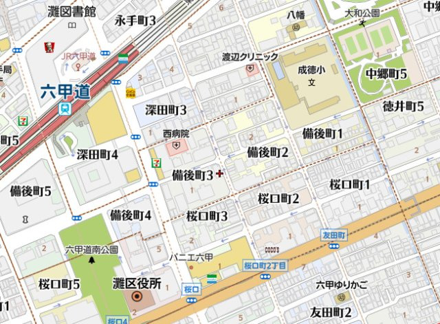 スクウェア六甲の地図