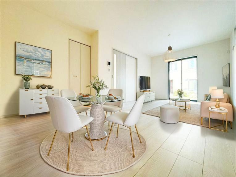 西宮市南甲子園2丁目　新築戸建　3号棟の居間・リビング|駐車場2台分完備！