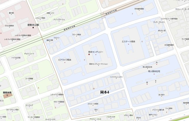 岡本センチュリーマンションの地図