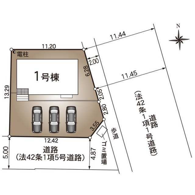 出雲市小山町　新築戸建て　1棟限定の区画図