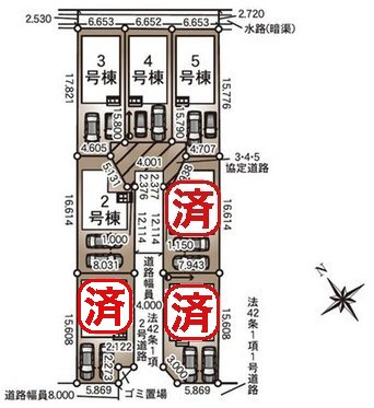 三郷市戸ケ崎3丁目　新築戸建　全7棟　2号棟の区画図|全7棟の新築分譲住宅・全棟カースペース並列2台可能