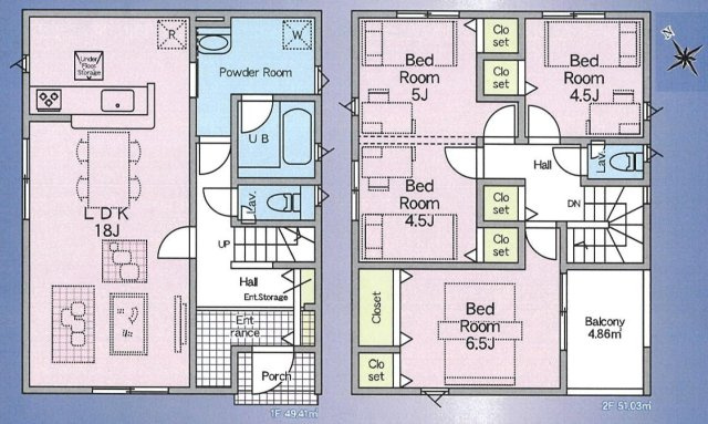 三郷市戸ケ崎3丁目　新築戸建　全7棟　1号棟の間取り|家族の変化に合わせて間取を変えられる可変タイプの邸宅です