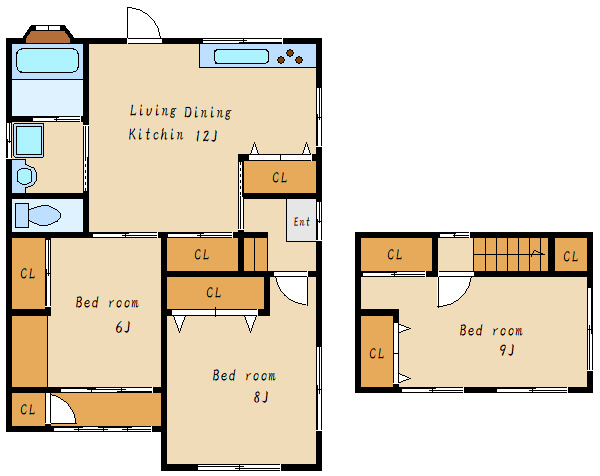 明石市鳥羽倉庫付貸家の間取り
