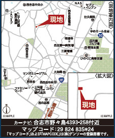 仲介手〇料不要　クレイドルガーデン合志市野々島第２【西合志中央小・西合志中】の地図|カーナビ➡合志市野々島4393-258付近