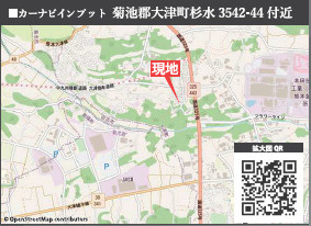 仲介手数料不要　KEIAIスターGRACE菊池郡大津町5期【護川小・大津北中】の地図|カーナビ➡菊池郡大津町杉水3542-44付近