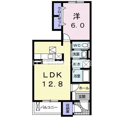 アメニティカスガⅦの間取り|カウンターキッチンがついている１ＬＤＫ＊