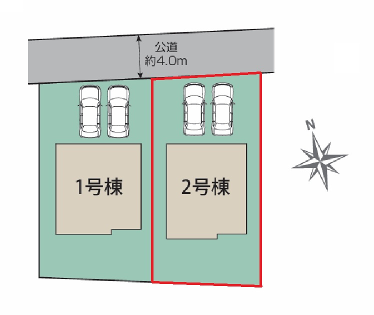 ブルーミングガーデン  水戸市千波町　4期　2の前面道路含む現地写真|前面道路幅4メートル、2台並列駐車可能です。気になる他の物件と合わせての現地ご案内も可能です。HPから、またお電話でも、お気軽にお問い合わせください。