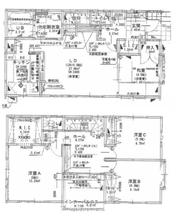 【中古戸建】邑楽郡大泉町大字寄木戸の間取り|■間取り図｜敷地面積：215（約65.03坪）　建物面積：104.65（約31.65坪）